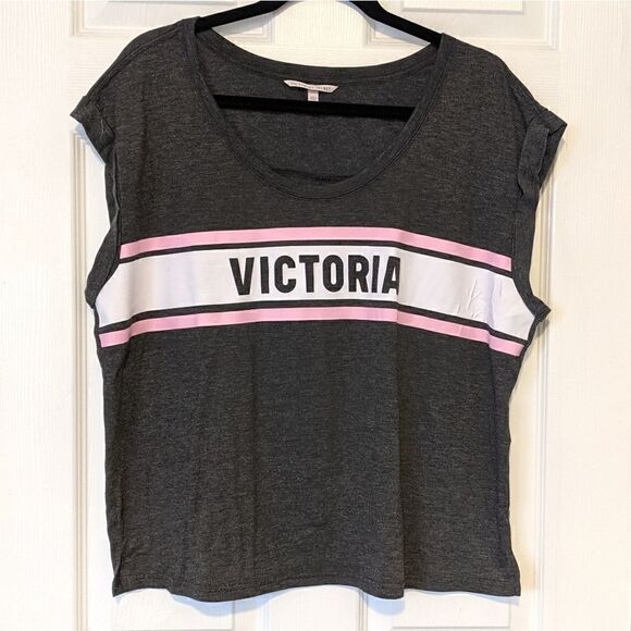 Victoria's Secret Gray Wide Neck Oversized T-shirt - Picture 1 of 5